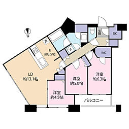 センターマークスタワー 3SLDKの間取図画像