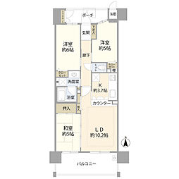 コスモ住道駅前 3LDKの間取図画像