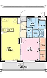 ユーミー高洲 1LDKの間取図画像