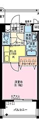 ヴィスコンティ 1Kの間取図画像