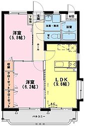 ユーミービエント 2LDKの間取図画像