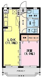ユーミー上平野 1LDKの間取図画像