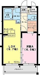 ハピネスヴィレッジ 1LDKの間取図画像