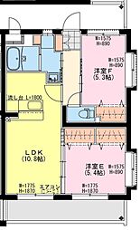 ヒカオオリエントマンション南棟 2LDKの間取図画像