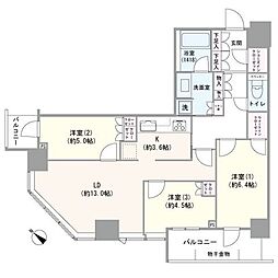 リヴァリエA棟 3LDKの間取図画像