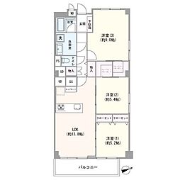 元住吉マンション 3LDKの間取図画像