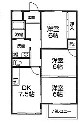 アルテメゾン弐番館 3DKの間取図画像