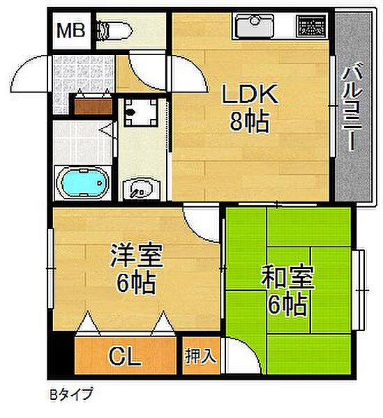 大阪府大阪市住吉区遠里小野４丁目(賃貸マンション2LDK・3階・45.00㎡)の写真 その2