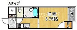 パークライフ住吉 1Kの間取図画像