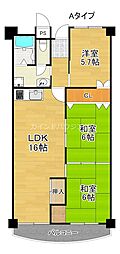 大阪マリンハイツ2号館 3LDKの間取図画像