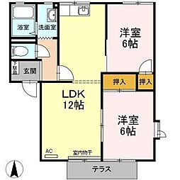 アルナハイム 1階2LDKの間取り