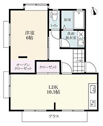 ありーず牛津ケ丘B 1LDKの間取図画像