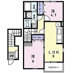 ブルーベリー・ガーデンA 2LDKの間取図画像