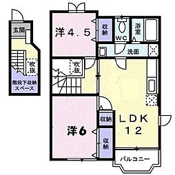 エスト・ソレイユA棟 2LDKの間取図画像