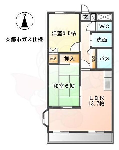 コンフォート・サラ ｜愛知県名古屋市北区楠味鋺１丁目(賃貸アパート2LDK・2階・58.32㎡)の写真 その2