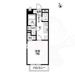 アムール ロイヤル 1階1Kの間取り