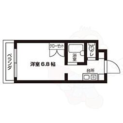 グランデール瑞穂 1Kの間取図画像