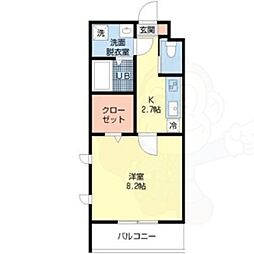 ZAFFIRO 1階1Kの間取り