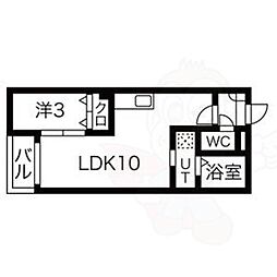 Warren shibata 1 2階1LDKの間取り