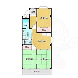 ベルシェ幸 3DKの間取図画像