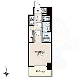 S-RESIDENCE尾頭橋clarity 11階1Kの間取り