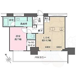 グランドメゾンThe池下ガーデンタワー 1LDKの間取図画像