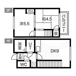 メゾネット豊 2DKの間取図画像