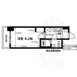 ヴェッセル幅下 1Kの間取図画像