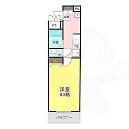 シティハイムアイランド打中 1Kの間取図画像