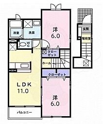 むくのき荘 2LDKの間取図画像