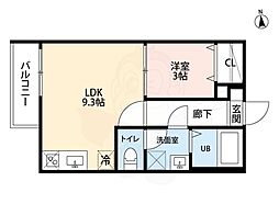 クラウド鳥羽見 1LDKの間取図画像
