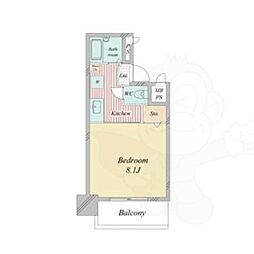 サンシャイン上前津 1Kの間取図画像