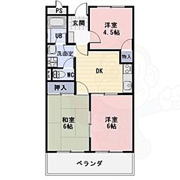 エレガンスイチヤナギ 3DKの間取図画像