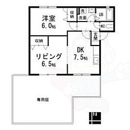 ヴェルディール 1LDKの間取図画像