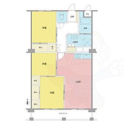 サンなかしま2号棟 3LDKの間取図画像