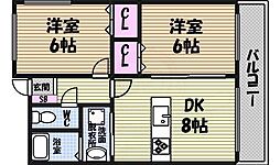 プログレスアサダ 2DKの間取図画像