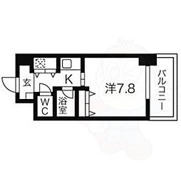 AXIS桜通内山 1Kの間取図画像