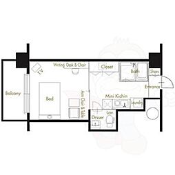 アトリアム吹上 1Kの間取図画像