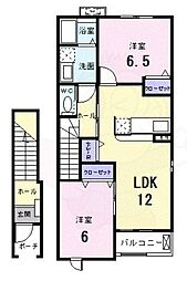 サンビレッヂ3 2LDKの間取図画像