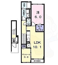 メゾンHIKARI 1LDKの間取図画像