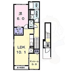 メゾンHIKARI 1LDKの間取図画像