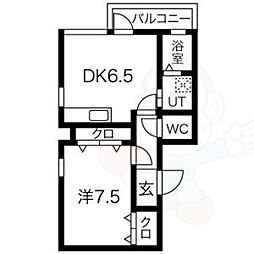 スカイタウンフォー 1LDKの間取図画像