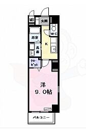 レジデンスK-1 1Kの間取図画像