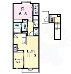コートハイムK2 1LDKの間取図画像