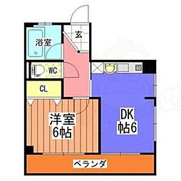 高山ビル 1DKの間取図画像