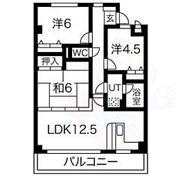 グランドヒルズ供米田1番館 3LDKの間取図画像