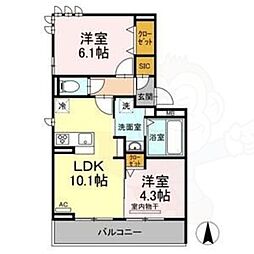 ローザビアンカ 2LDKの間取図画像