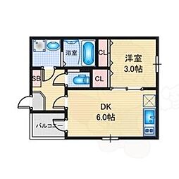 Champdehelianthe本陣 1DKの間取図画像