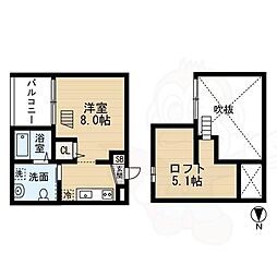 プルミエール 1Kの間取図画像