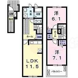 サンモールA 2LDKの間取図画像